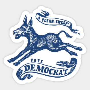 Retro Democrat Shirt A Clean Sweep! Vote Democrat 1968 Vintage Political Campaign Button Sticker